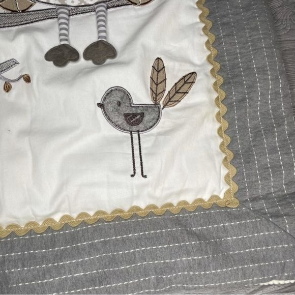 Levtex Baby® Night Owl 3 Piece Crib Bedding Set in Grey plush , blanket , skirt - Picture 3 of 5